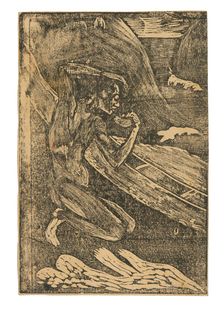 A Fisherman Drinking Beside His Canoe, 1894. Creator: Paul Gauguin