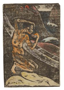A Fisherman Drinking Beside His Canoe, 1894. Creator: Paul Gauguin