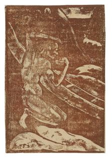 A Fisherman Drinking Beside His Canoe, 1894. Creator: Paul Gauguin