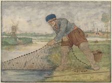 A Fisherman Hauling in his Net, c.1625-c.1630. Creator: Hendrick Avercamp