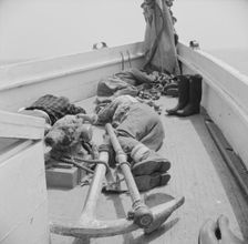 A fisherman's work is hard and many times they fall exhausted..., Gloucester, Massachusetts, 1943. Creator: Gordon Parks