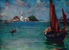 A Fishing Boat Off the Island Pagoda of Paknam 1913. Artist: Edwin Norbury