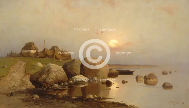 A fishing village, 1892. Artist: Klever, Juli Julievich (Julius), von (1850-1924)