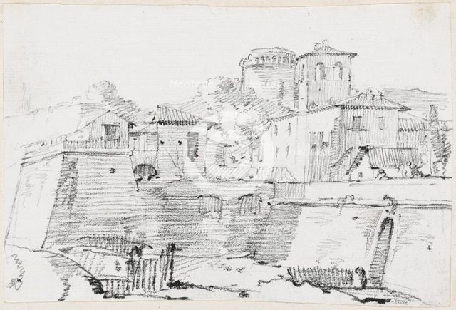 A Fortified Town in Italy, 1744/1750. Creator: Joseph-Marie Vien the Elder.