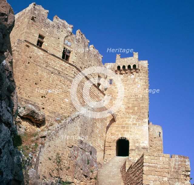 A fortress on Lindos Acropolis, 14th century. Artist: Unknown