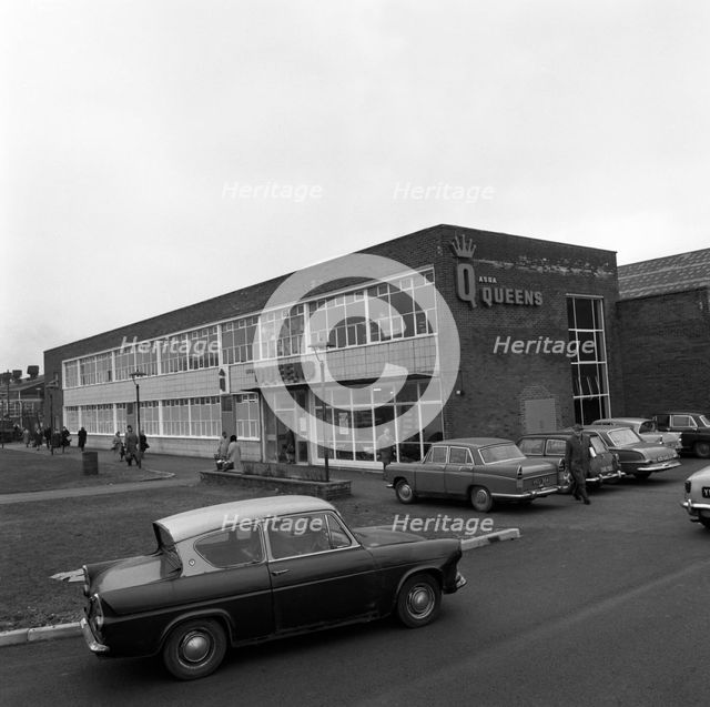 A Ford Anglia outside Asda (Queens) supermarket, Rotherham, South Yorkshire, 1969.  Creator: Michael Walters.