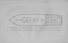 A. Forecastle hatch. B. Forward companion way to steerage. F. Cook's galley, 1857. Creator: Unknown