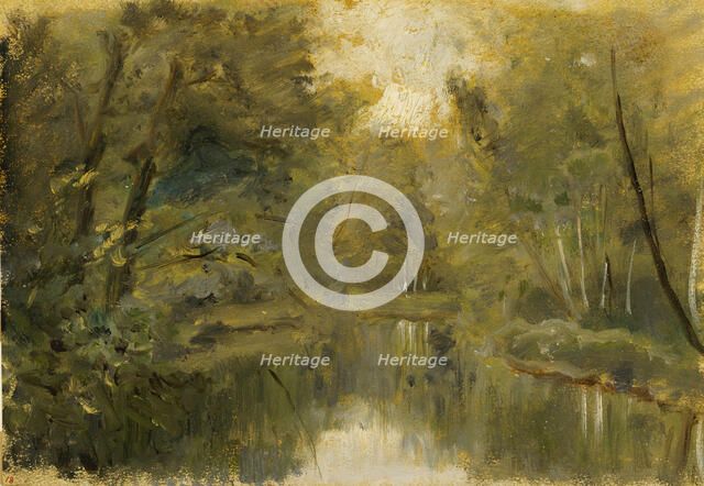 A Forest Pond, 1875-1899. Creator: César de Cock.
