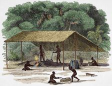 A forge and smithy at Wane Kirumbu, Uregga, Central Africa, c1887. Creator: Unknown