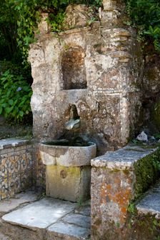 A fountain in Capuchos Convent, Sintra, Portugal, 2009. Creator: Samuel Magal