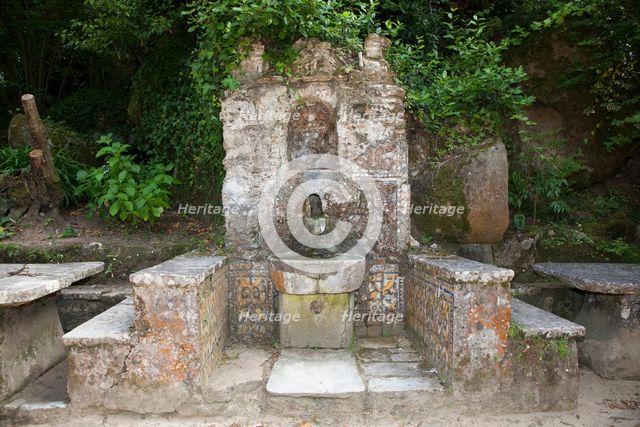 A fountain in Capuchos Convent, Sintra, Portugal, 2009. Creator: Samuel Magal.