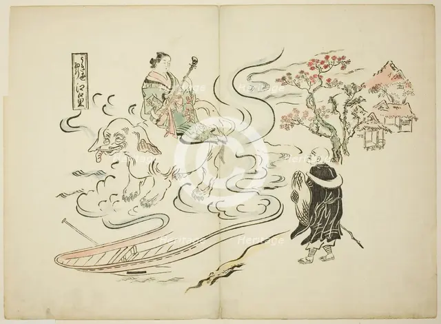 A Floating World Version of Saigyo at the Village of Eguchi (Ukiyo Saigyo Eguchi no sato), c. 1715. Creator: Okumura Masanobu.