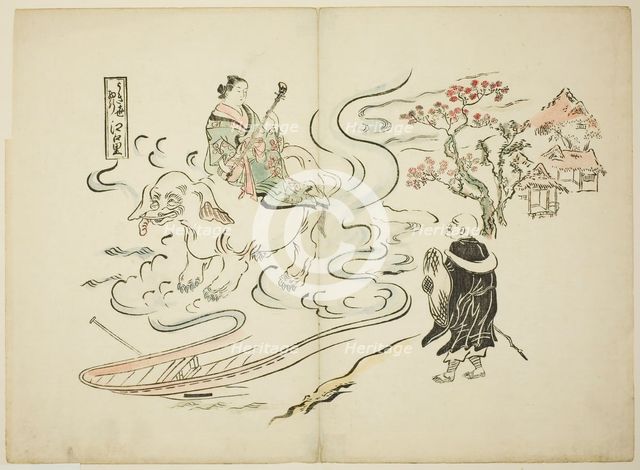 A Floating World Version of Saigyo at the Village of Eguchi (Ukiyo Saigyo Eguchi no sato), c. 1715. Creator: Okumura Masanobu.
