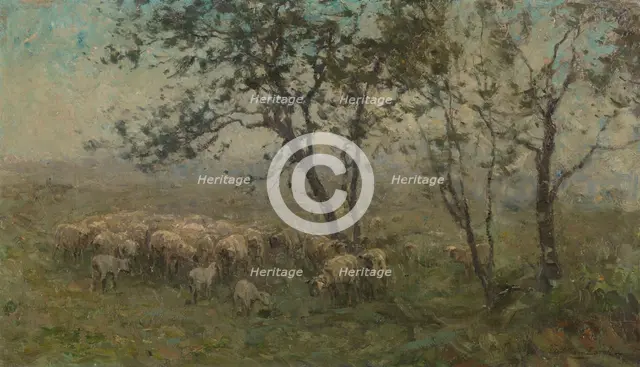 A Flock of Sheep, c.1880-c.1897. Creator: William Charles Estall.