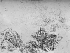 A Flood Breaking Into A Valley c1480 (1945). Artist: Leonardo da Vinci