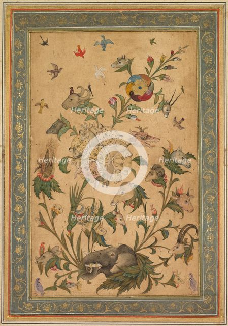 A floral fantasy of animals and birds (Waq-waq), early 1600s. Creator: Unknown.
