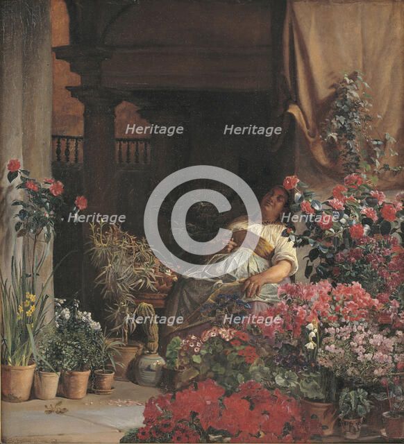 A Florentine Flower Seller, 1880. Creator: Kristian Zahrtmann.