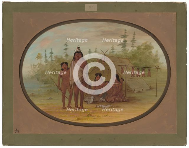A Flathead Chief with His Family, 1855/1869. Creator: George Catlin.