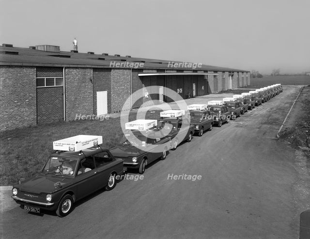 A fleet of 1965 Hillman Imps, Selby, North Yorkshire, 1965. Creator: Michael Walters.