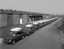 A fleet of 1965 Hillman Imps, Selby, North Yorkshire, 1965. Creator: Michael Walters