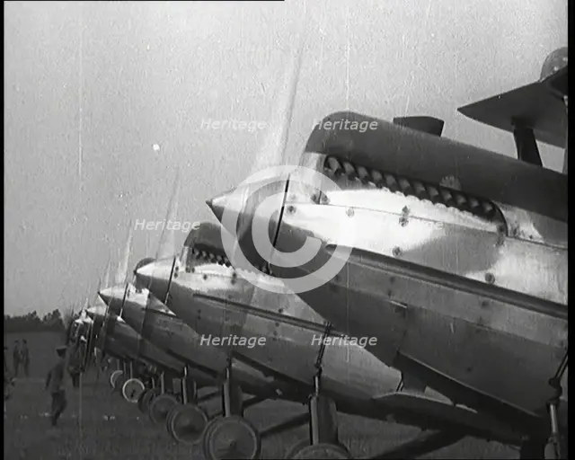 A Fleet of the British Royal Air Force On the Ground, 1920s. Creator: British Pathe Ltd.