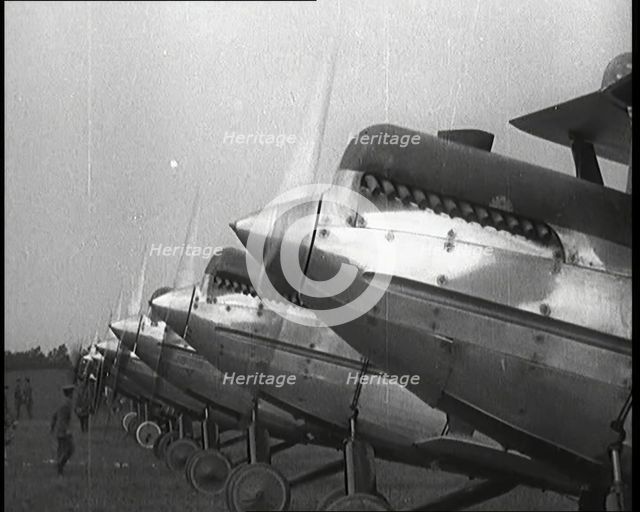 A Fleet of the British Royal Air Force On the Ground, 1920s. Creator: British Pathe Ltd.