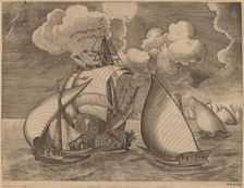 A Fleet of Galleys Escorted by a Caravel, 1565. Creator: Frans Huys