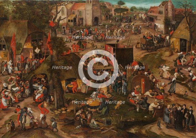 A Flemish Kermis with a Performance of the Farce ‘Een cluyte van Plaeyerwater’, c.1570. Creator: Peeter Baltens.