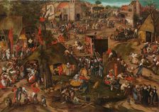 A Flemish Kermis with a Performance of the Farce Een cluyte van Plaeyerwater c.1570. Creator: Peeter Baltens