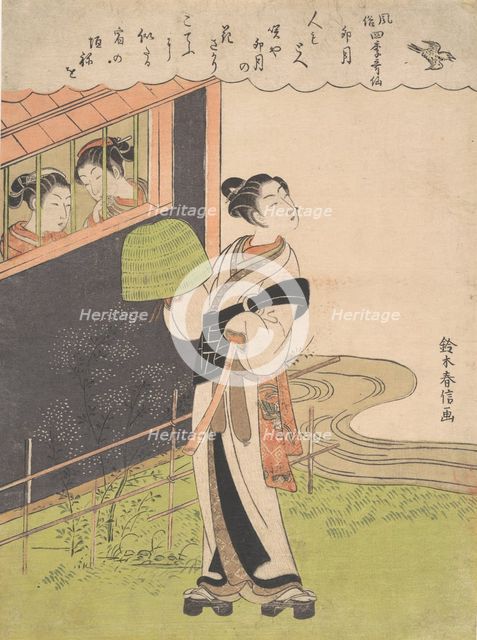 A Flute-Playing Monk (Komuso); The Fourth Month (Uzuki), from the series Fashionable P..., ca. 1768. Creator: Suzuki Harunobu.