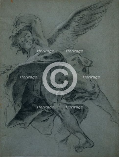 A Flying Angel (recto), 1723-1727. Creator: Giovanni Battista Piazzetta (Italian, 1682-1754).