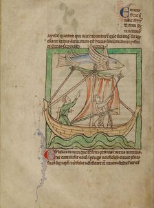 A Flying Fish; Northumberland Bestiary, about 1250-1260. Creator: Unknown