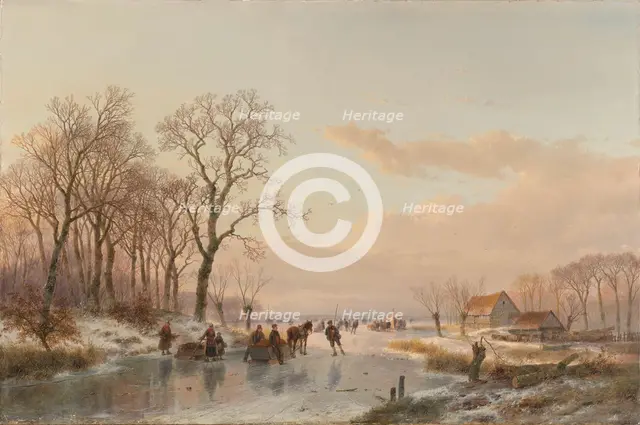 A Frozen Canal near the River Maas, 1867. Creator: Andreas Schelfhout.