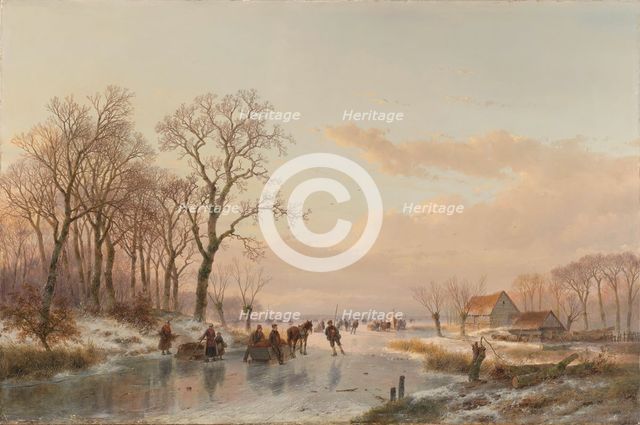 A Frozen Canal near the River Maas, 1867. Creator: Andreas Schelfhout.