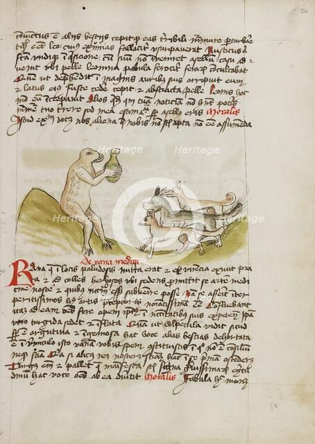 A Frog Sitting on a Hill Receiving a Vessel from a Group of Animals, third quarter of 15th century. Creator: Unknown.
