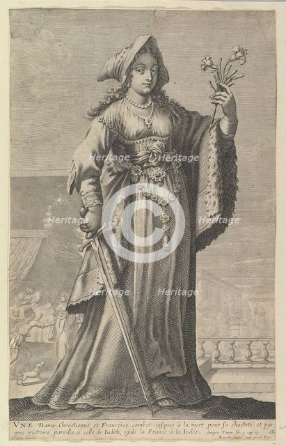 A French Christian Woman (Une Dame Chrétienne et Française), 1647. Creators: Gilles Rousselet, Abraham Bosse.