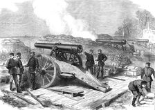 A French battery before Paris, (sketch by balloon post), 1871. Creator: Unknown