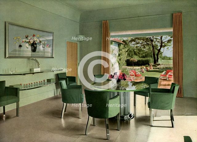 A French dining room, 1938. Artist: Unknown