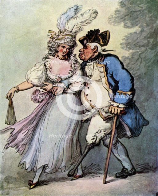 'A French Frigate Towing an English Man-of-War into Port', late 18th-early 19th century, (1929).Artist: Thomas Rowlandson