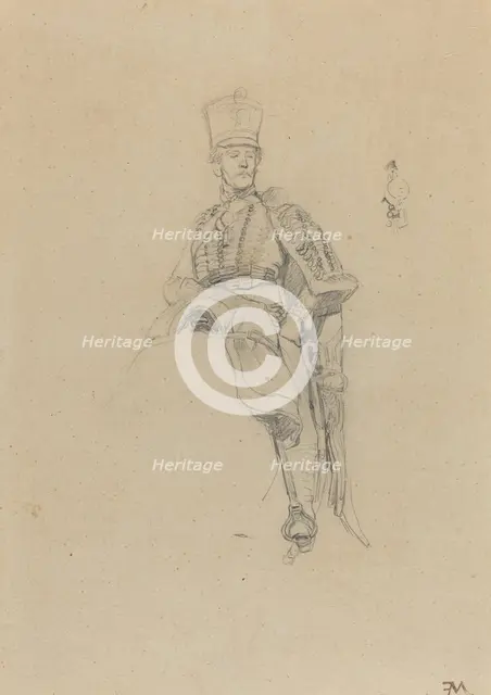 A French Hussar, c. 1865. Creator: Jean Louis Ernest Meissonier.