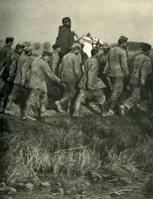 A French North African soldier with prisoners or war, First World War, 1914, (c1920). Creator: Unknown
