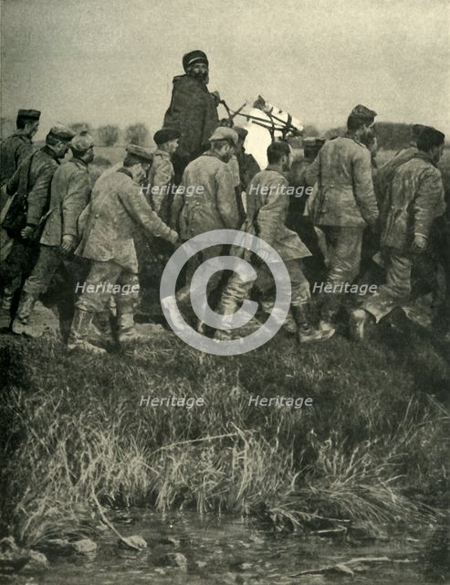 A French North African soldier with prisoners or war, First World War, 1914, (c1920).  Creator: Unknown.