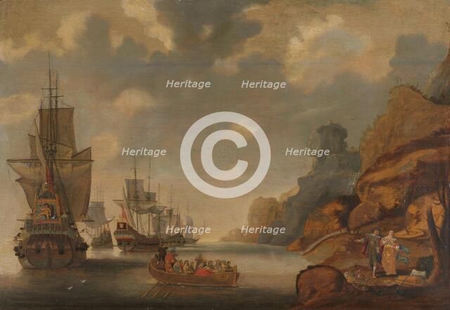 A French Squadron near a Rocky Coast, 1640-1676. Creator: Jacob Bellevois.