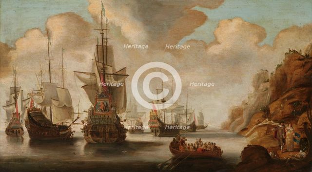 A French Squadron near a Rocky Coast, 1640-1676. Creator: Jacob Bellevois.