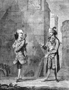 A French Petit Maitre and his Valet late 18th century.Artist: Charles Grignion