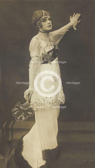 A French prisoner of war acting in an internment camp in Dülmen, performing in drag...(1915-1918?). Creator: Unknown.