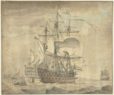 A French three-deck warship under full sail, 1770. Creator: Johannes Swertner