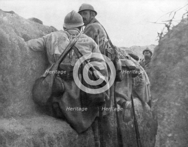 A French trench before an attack, 2nd Battle of Champagne, France, 25 September 1915. Artist: Unknown