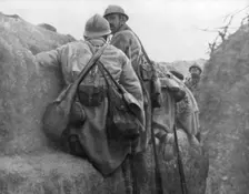 A French trench before an attack, 2nd Battle of Champagne, France, 25 September 1915