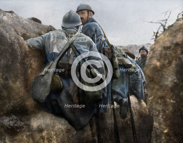 A French trench before an attack, 2nd Battle of Champagne, France, 25 September 1915. Artist: Unknown.